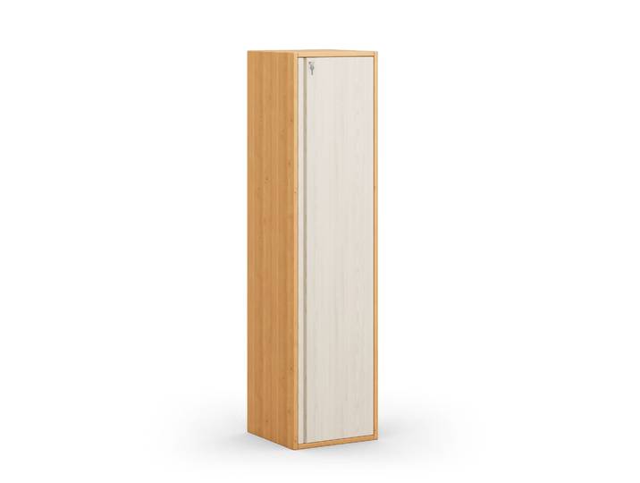 Naturwohnen Regal schmal mit Tür & Schloss aus Massivholz Kiefer & Erle Maße: H160xB40xT40cm Laura veredelt mit bioola® 100% Bio & Vegan