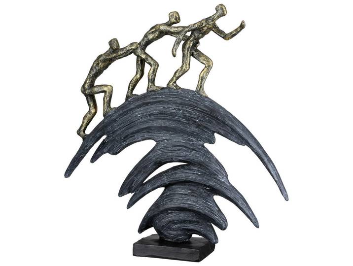Skulptur Step BY Step, Grau, Bronzefarben, Kunststoff, Personen, 36x37x7.5 cm, stehend, Dekoration, Dekofiguren & Skulpturen, Skulpturen