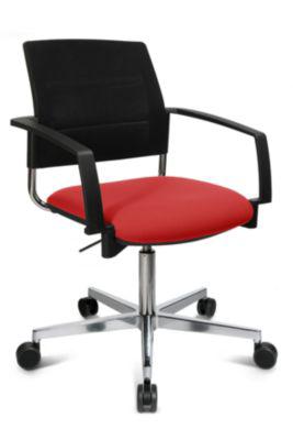 Schäfer Shop Genius Besucherstuhl SSI Proline Visit S3+, Netzrückenlehne, Universalrollen, rot/schwarz