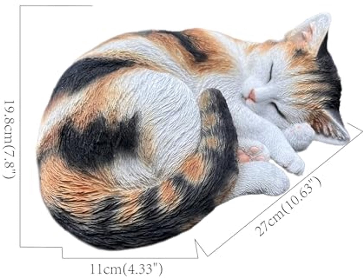 Slaapkat Beeldje voor Tuin - Calico Stijl