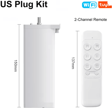 Inspire Essentials Tuya Smart Zigbee WiFi Curtain Motor Silent Electric Shutter Motor With Remote And App Control us Plug (zigbee)