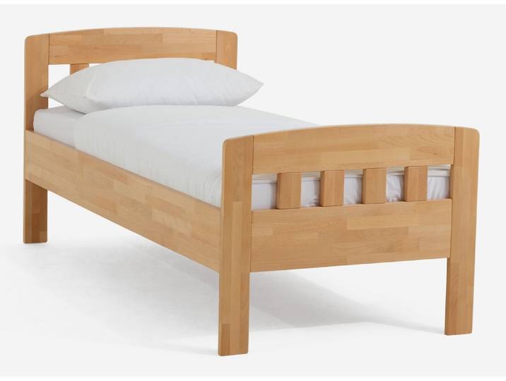 Holzbett massiv Jasmine , Buche lackiert , 90x200 , mit Fußteil