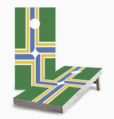 Skip's Garage Portland City Flag Cornhole Boards