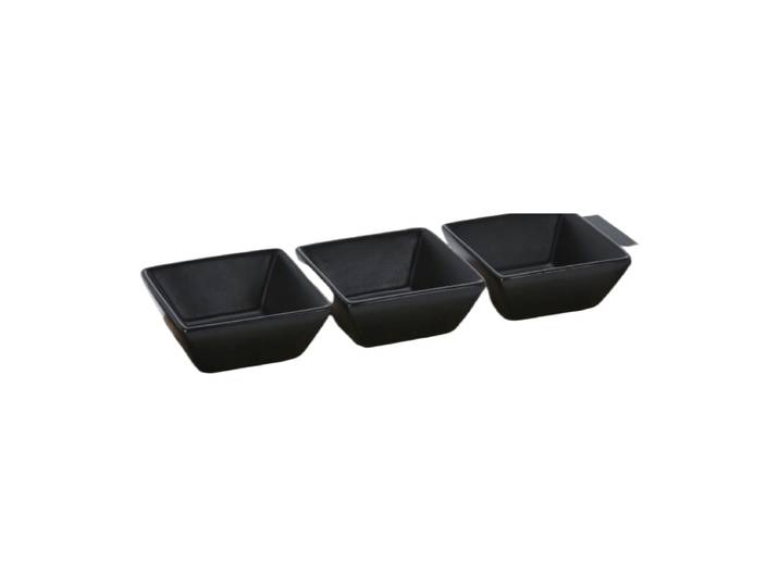 Koopman Set de service pour snacks - 3 bols avec plateau en bois