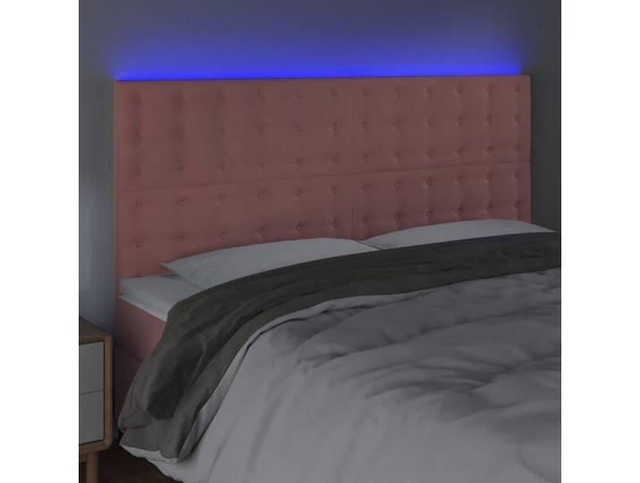 BEL ACHAT*Tête de lit à LED - Colorée - ABBOI - Entretien facile Rose 160x5x118/128 cm Velours Promo224125