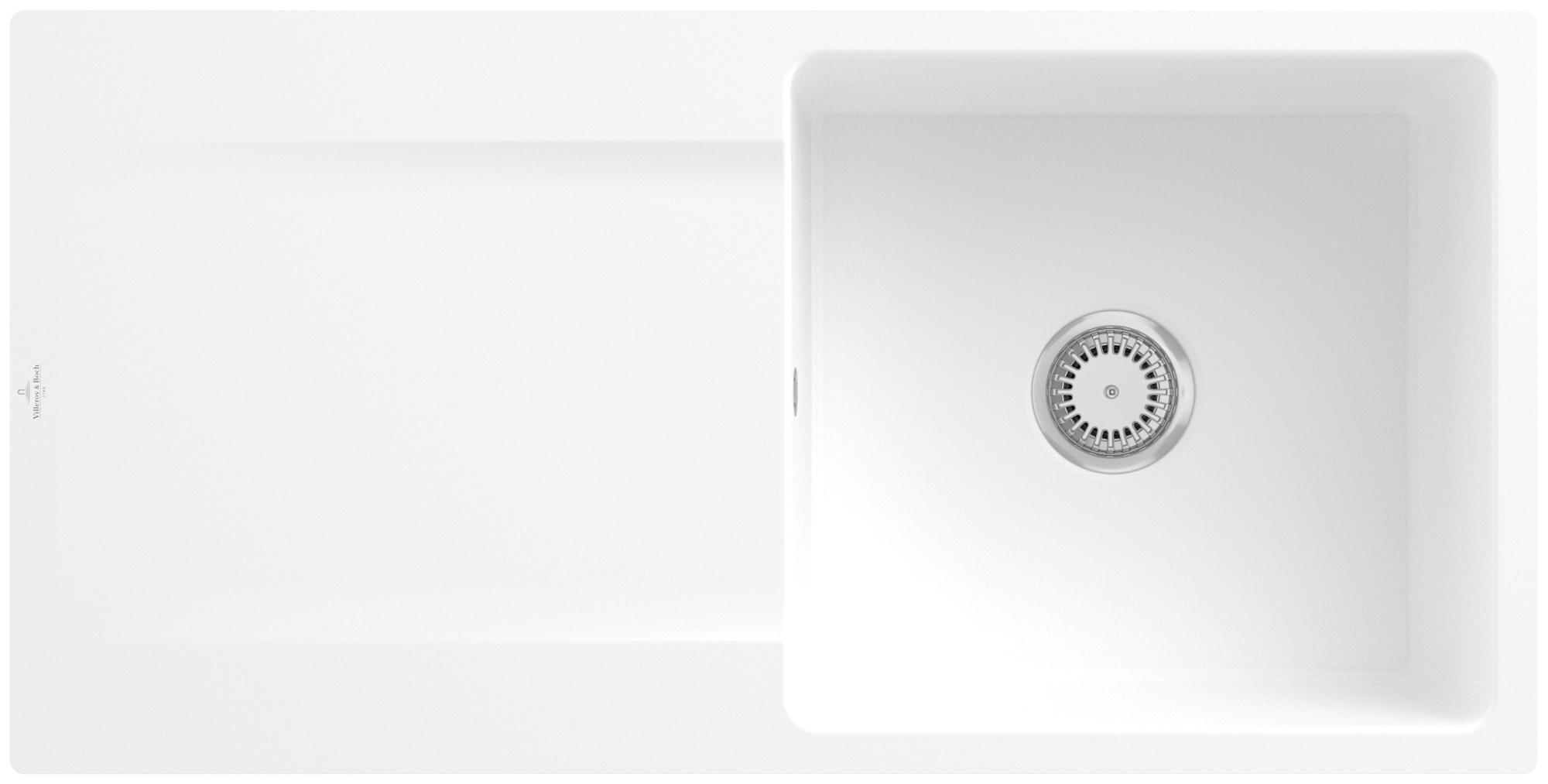 Villeroy & Boch Keramikspüle 33361FRW, Siluet 60 flat Flächenbündige Spüle - inkl.