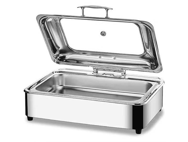 Chafing Dish Elektrisch, Edelstahl Speisewärmer Buffetwärmer Glasdeckel 9L Kommerziell Wärmebehälter für Essen - Einstellbarer Temperatur, Beste Wahl für Buffets und Partys
