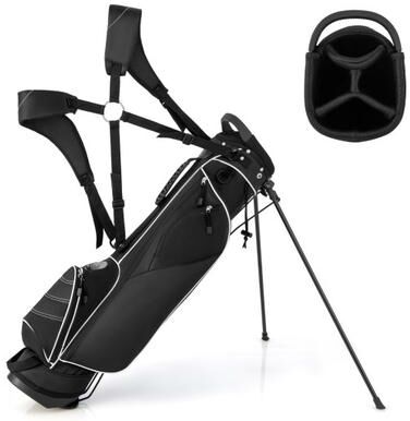 Costway Golf Stand Cart Bag with 4 Way Divider Carry Organizer Pockets-Black