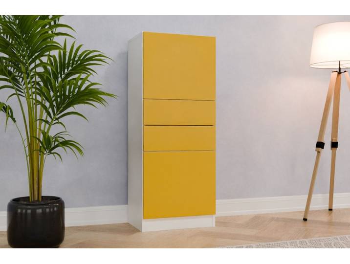 Badezimmer Nischenschrank nach Maß - RAL 1012 Zitronengelb - 125x50x36cm - Individuell konfigurieren