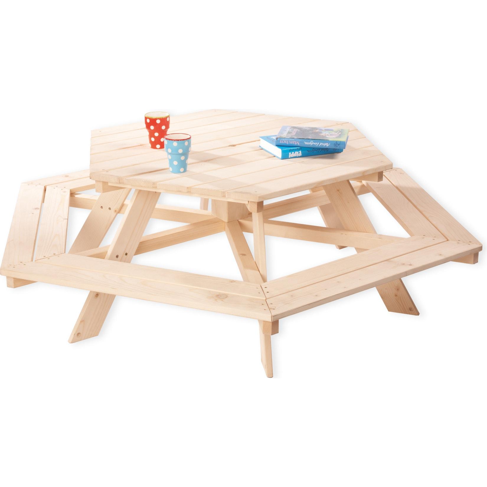Pinolino Kindersitzgarnitur 'Nicki 6-Eck', natur