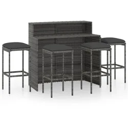 vidaXL 5-tlg. Gartenbar-Set mit Kissen Grau