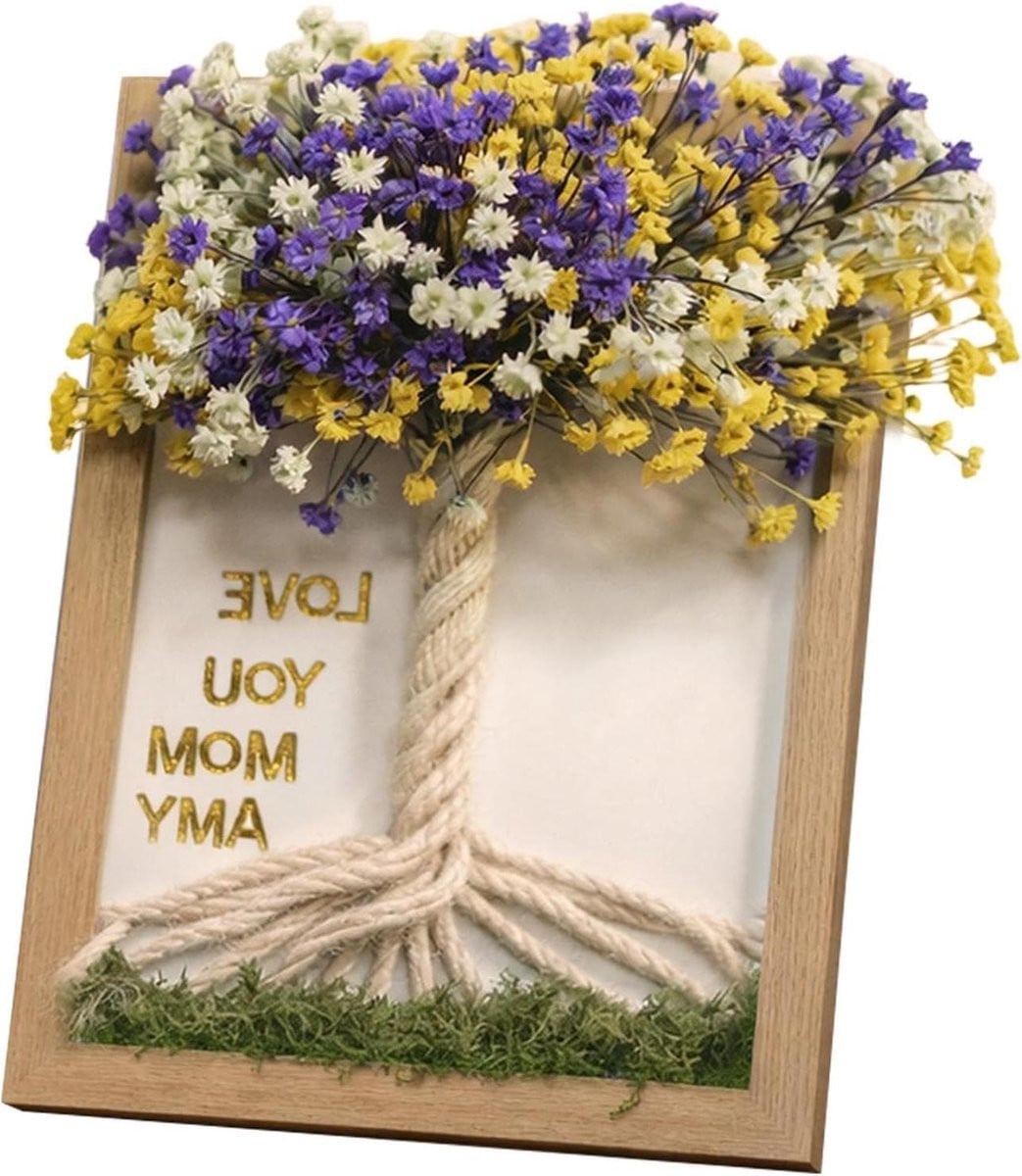 Handgemaakte houten familie fotolijst met bloemenontwerp - 18 x 24 cm