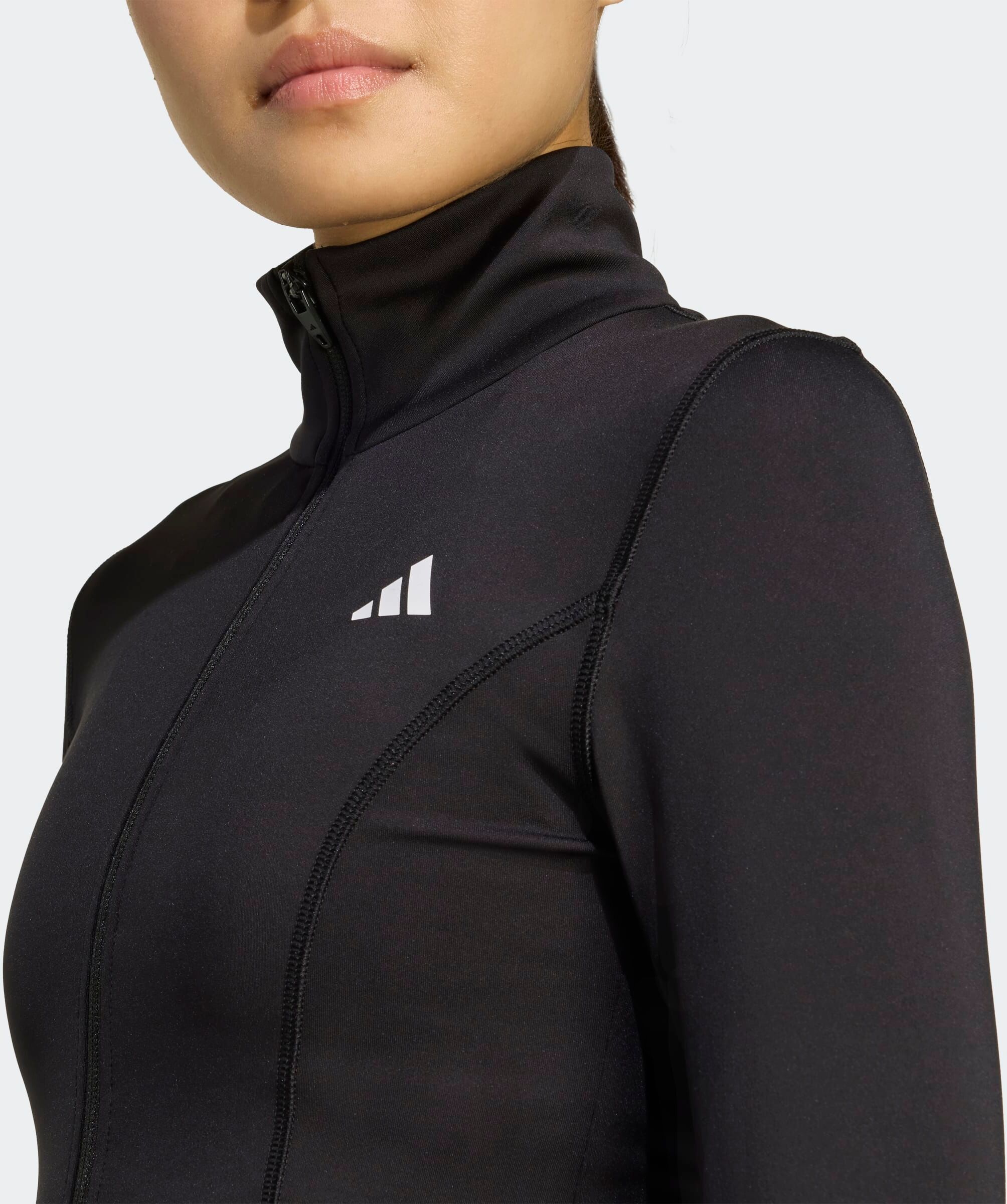 Rollkragenpullover ADIDAS PERFORMANCE "OPTIME ESSENTIALS FULL-ZIP", Damen, Gr. XXL, schwarz, Obermaterial: 89% Polyester, 11% Elasthan, Pullover Rollkragenpullover, aus Polyester und Elasthan schwarz XXL