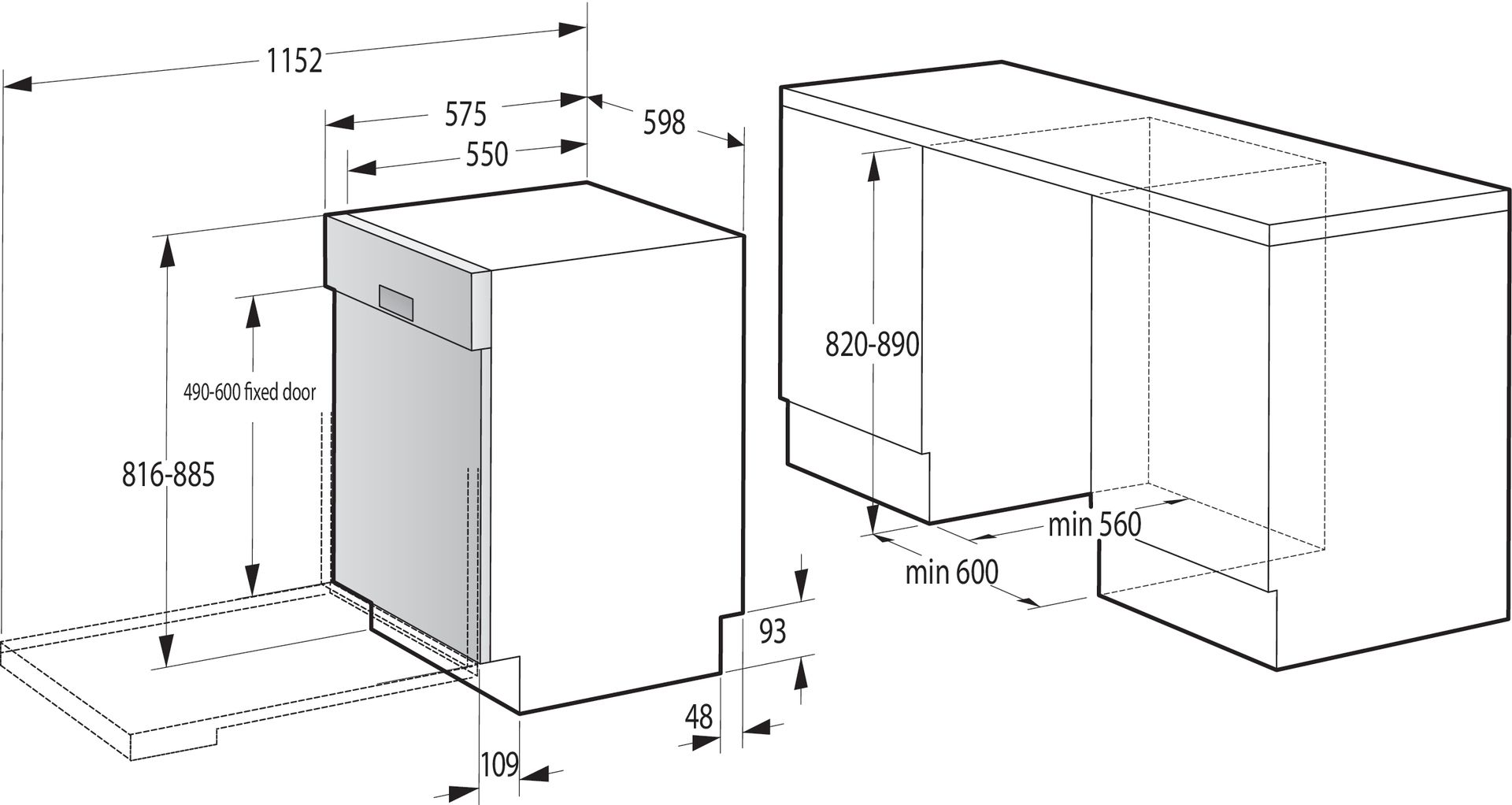 Gorenje GI642E90X 60 cm Geschirrspüler Teilintegriert Leise 13 Maßgedecke aquaStop Funktion 20011937