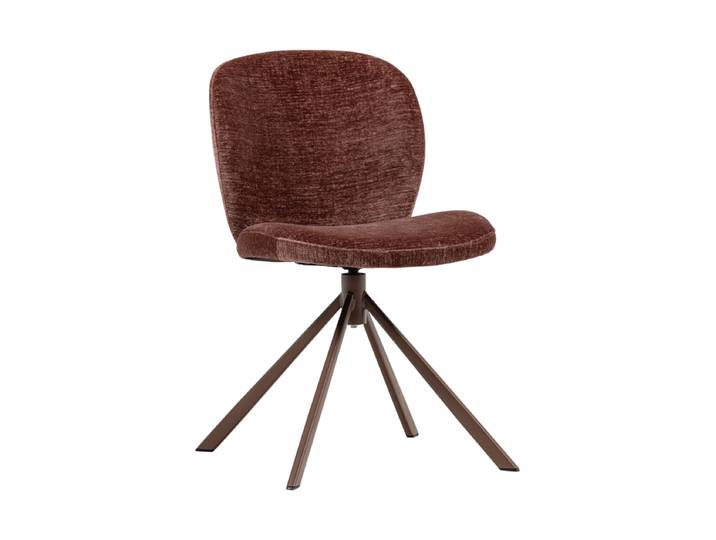 Design Esszimmerstuhl „Femko“ mit Drehfunktion Chenille Braunrot De Eekhoorn