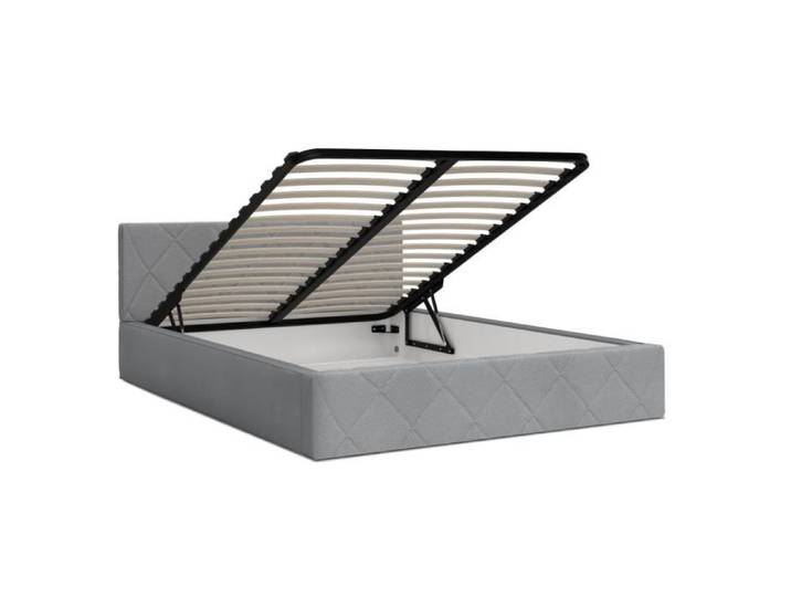 Lit coffre Oslo 160 x 200 cm avec sommier à lattes relevable Gris Clair
