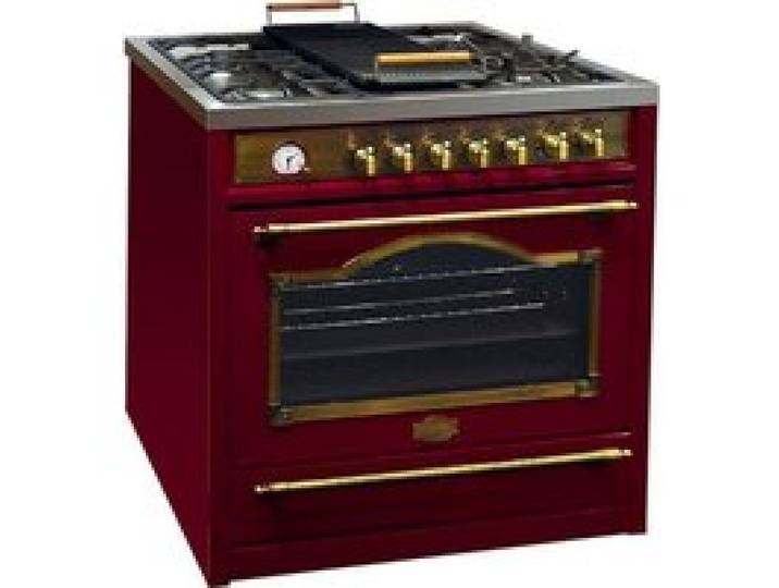 Cuisinière gaz pose libre 90 cm Kaiser HGE 93555 RotEm Rouge Style retro - 5 foyers à gaz - Autonettoyage catalytique