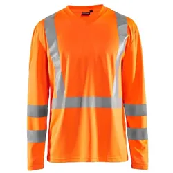 Blakläder, Arbeitsoberteil, Langarmshirt mit hoher Sichtbarkeit V-Ausschnitt UV-Schutz Geruchshemmend (4XL)