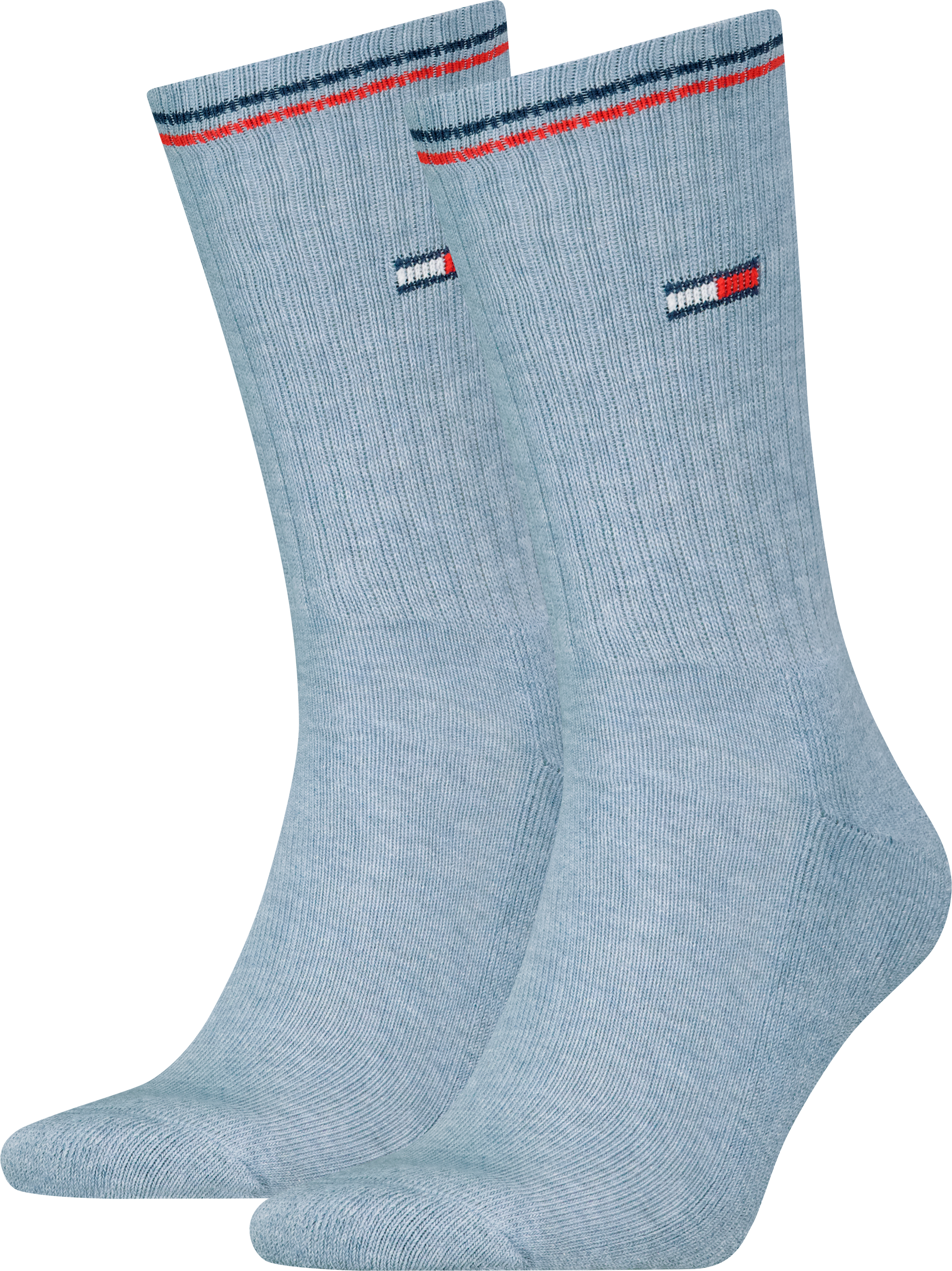 Tommy Hilfiger "TH UNI TJ SOCK 2P ICONIC" 2 Paar, Verstärkte Ferse und Spitze für zusätzliche Strapazierfähigkeit light blau melange 39-42, Sockengrösse