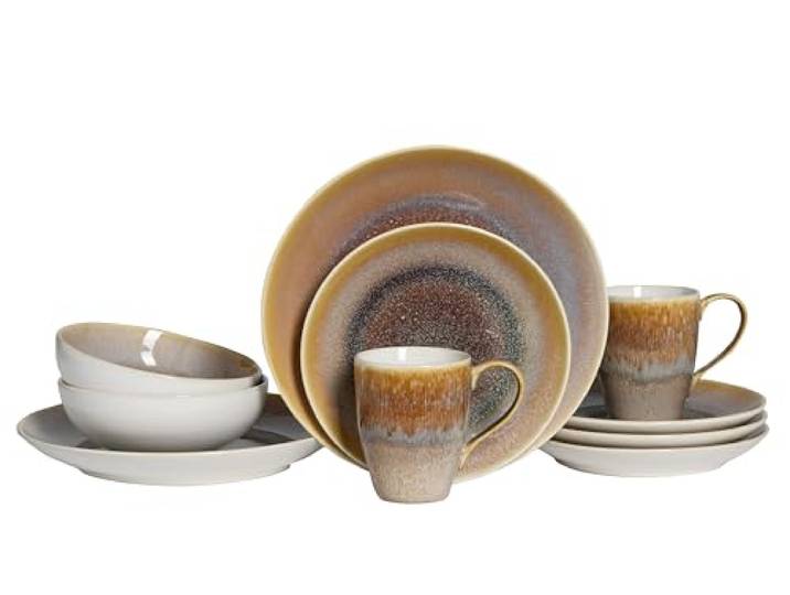 CreaTable\, 25864\, Série Caldera Sand\, service de vaisselle\, ensemble de 8 pièces.