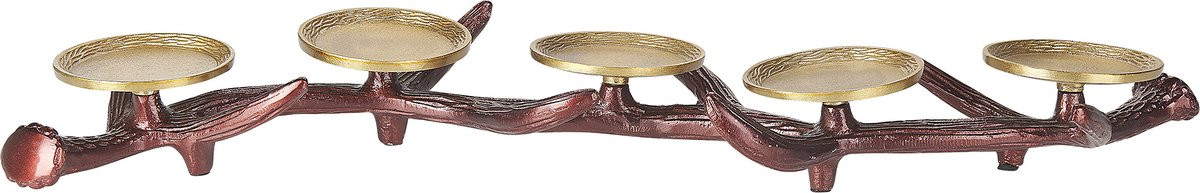 Beliani Decoratieve kandelaar voor kaarsen in de vormen pillar, tealight of taper, bruin/goud