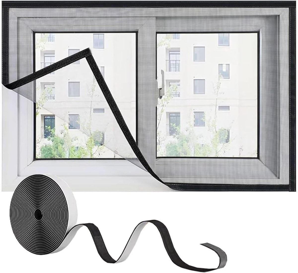 Hor voor raam insectenwering gaas zwart 70 x 185 cm