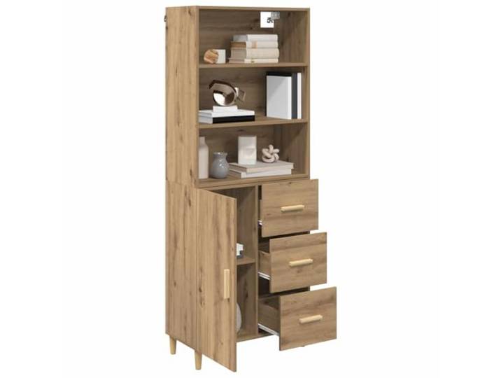 KTHLBRH Sideboard Eiche Handwerk 69,5 x 32,5 x 180 cm Minimalistisches Design für Esszimmer oder Wohnzimmer, rechteckig, modernes Möbelstück