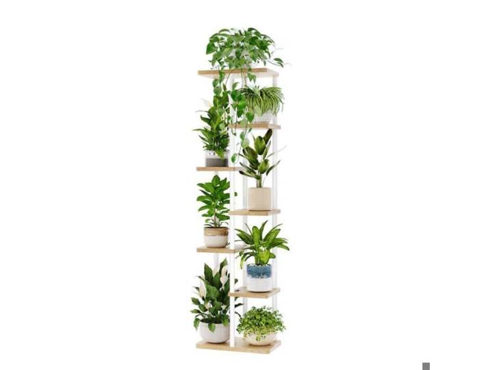 Support porte-plantes d'intérieur 7 niveaux - étagère à fleurs en métal blanc - design d'angle pour plantes Blanc