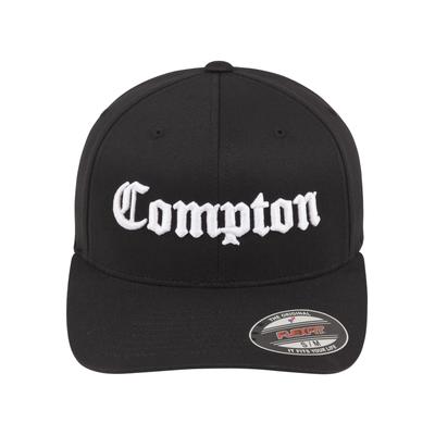 Flex Cap MISTERTEE "MisterTee Accessoires Compton Flexfit Cap", Gr. S/M, schwarz (balck, weiß), 63% Polyester, 34% Baumwolle, 3% Elasthan, Caps