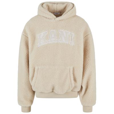 Kapuzensweatshirt KARL KANI "Karl Kani Karl Kani Serif Teddy Hoodie", Herren, Gr. XL, beige (lightsand), 100% Polyester, bedruckt, Rundhals, Sweatshirts
