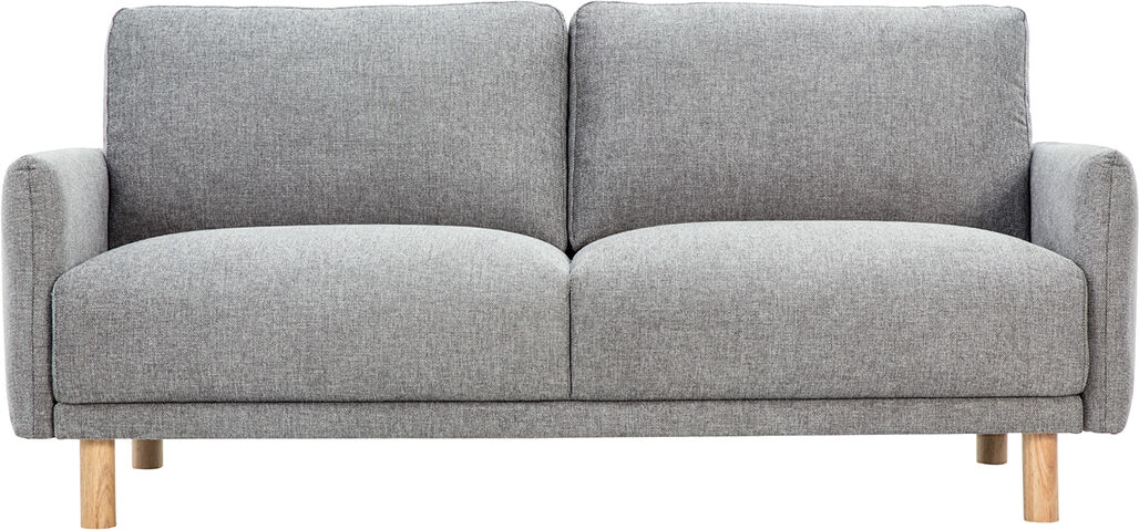 Miliboo Design-Sofa mit 3 Sitzen aus texturiertem Samtstoff in Grau und hellem Holz BONO
