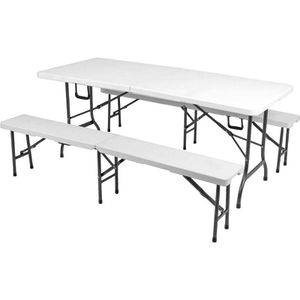 Garden-Pleasure Bierzeltgarnitur MUFARO, weiß, 180 x 75cm (B/T), 3-teilig, klappbar