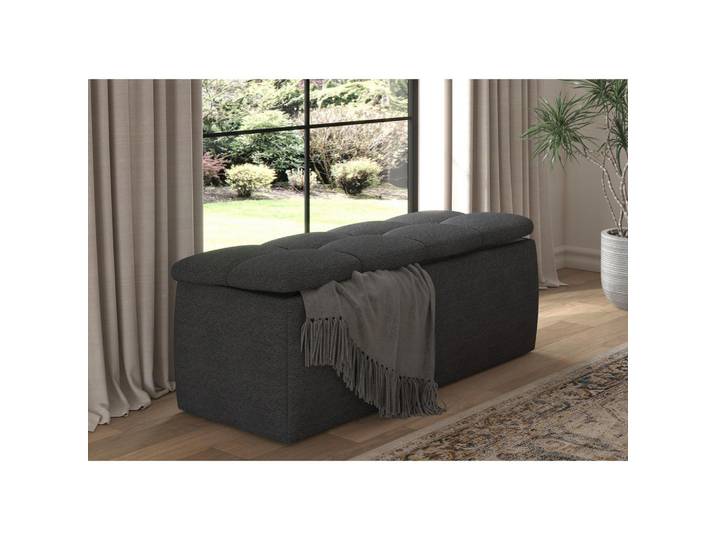 Chameo Bettbank, Dunkelgrau, Kunststoff, 2-Sitzer, 141x50x40 cm, Stoffauswahl, Truhe im Sitz, Wohnzimmer, Hocker, Sitzhocker