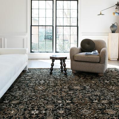 Style Haven Adelaide Borderless Traditonal Charcoal//Tan Wool Blend Area Rug
