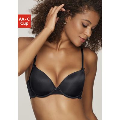 Schalen-BH NUANCE BY LASCANA "BH mit Bügel, mit Spitzenrücken & nahtlosen Schalen", Damen, Gr. 70, Cup AA, schwarz, Spitze, Obermaterial: 85% Polyamid, 15% Elasthan, BHs Schalen-BH, als Dessous-Set kombinierbar, sexy Dessous, sexy Unterwäsche