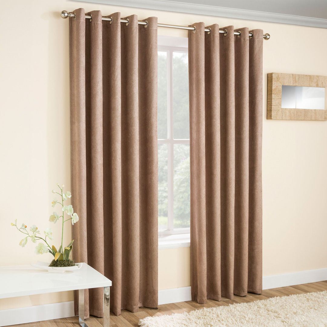 Wayfair Basics™ Biller Eyelet Thermal Light Reducing Curtain Latte 229cm Width x 229cm Drop