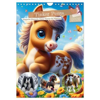 Tinker Ponys - Magische Momente, Gypsy Vanner für Mädchen (Wandkalender 2026 DIN A4 hoch), CALVENDO Monatskalender