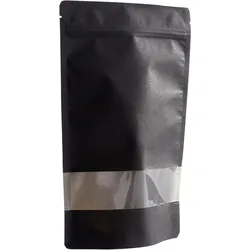 1000 Standbodenbeutel Kraftpapier mit Sichtfenster 160 x 270 mm | schwarz, Kraftpapier, PET, PP