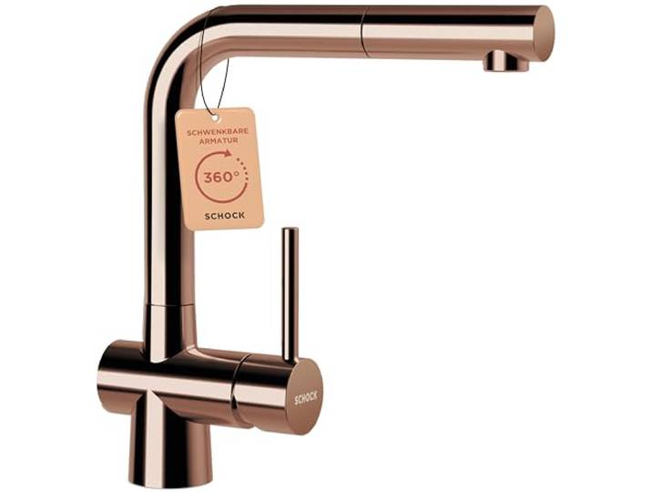 SCHOCK® Küchenarmatur LAIOS Copper I bronzene Hochdruck Armatur mit ausziehbarer Schlauchbrause I 360° schwenkbar I Edelstahl mit PVD-Beschichtung I Einhebelmischer Standardanschlüsse I Höhe 285 mm