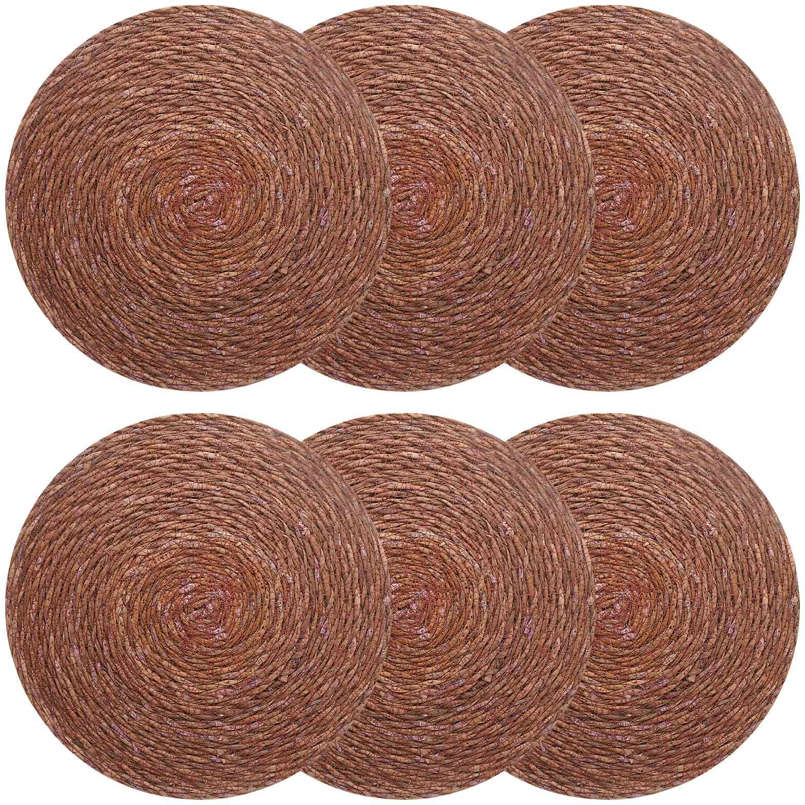 vidaXL Dessous de verre en herbe marine 6 pc Marron 100 % Herbe de mer