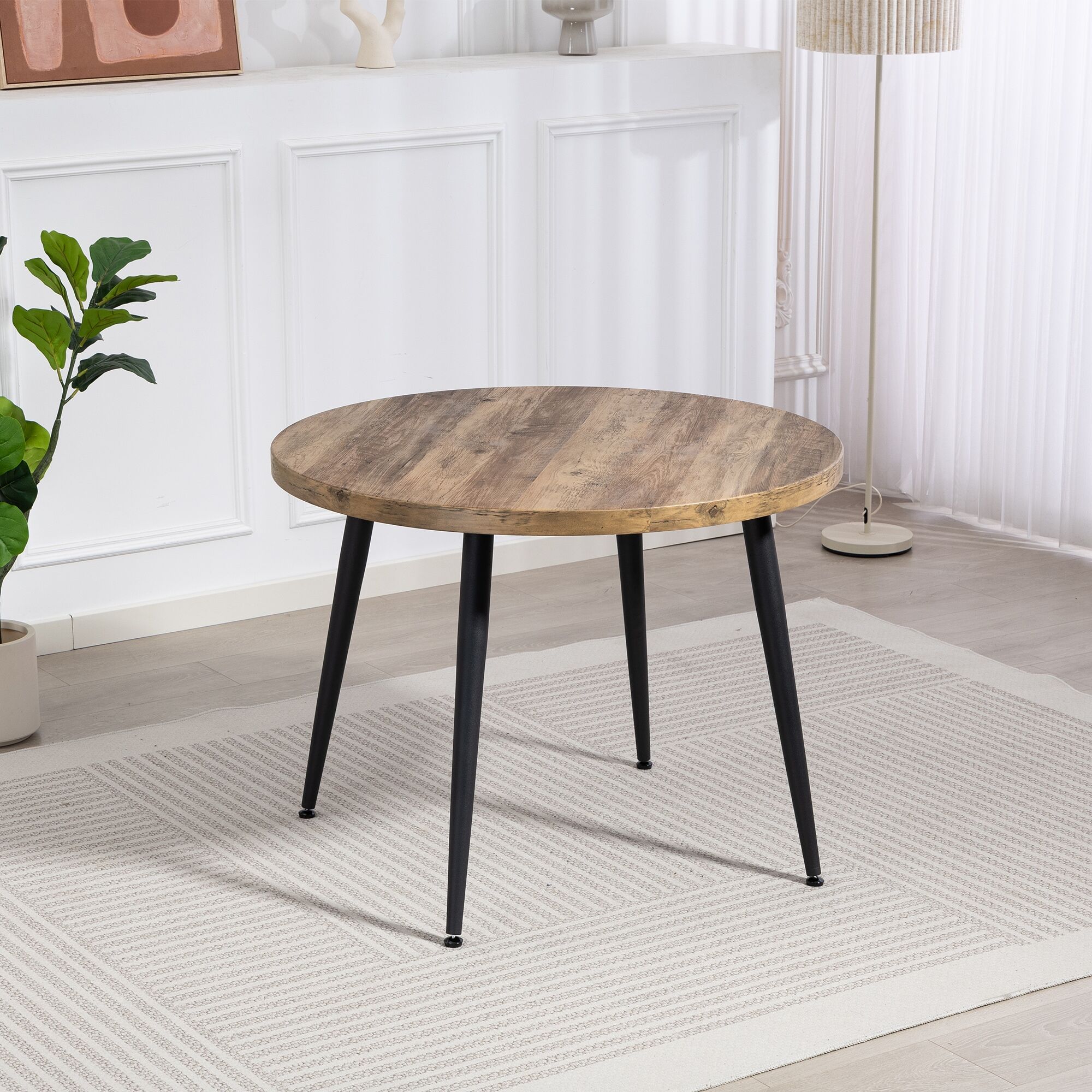 Esstisch DUO COLLECTION "Marla Tisch", braun (akazien, nachbildung, braun, schwarz, akazien, nachbildung, braun), B:100cm H:76cm T:100cm, Tische, Esstisch, Massives Metallgestell, Belastbarkeit bis 100 kg akazien, nachbildung, braun, schwarz, akazien, nac