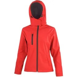 Result Clothing, Damen, Laufjacke, Women's TX Performance Hooded Soft Shell Jacket (XS), Rot, Mehrfarbig, Schwarz, XS
