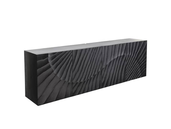 Sideboard SCORPION - 180cm - schwarz - Mangoholz mit Stauraum Soft Close, handgefertigtes Unikat, montiert geliefert, natürliche Maserung, extravagantes Design
