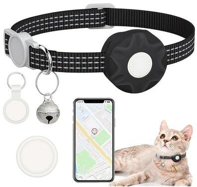 Everyday Crate SafePaw GPS Cat Tracker Collar For IOS & Android Real Time Pet Locator With Reflective Safety Design black