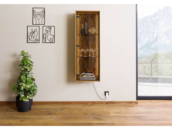Hängevitrine Wildeiche 46x38x132 natur geölt LINDAU #13