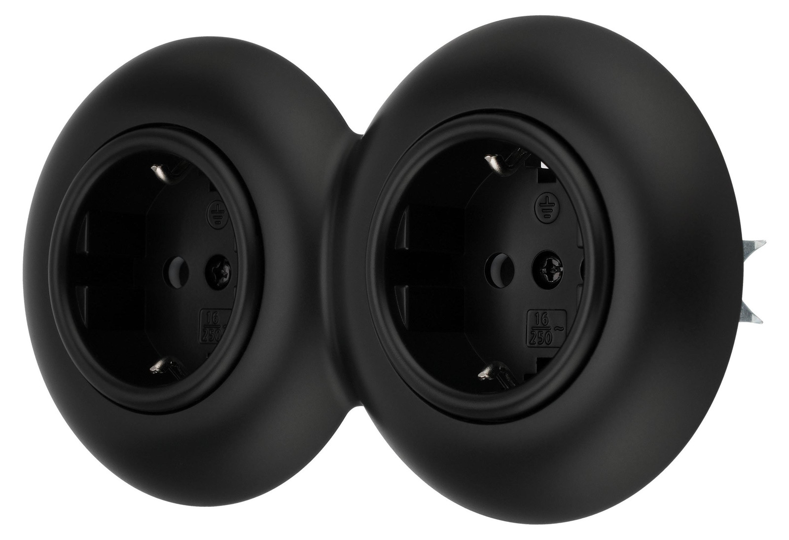 ADAKAT Inbouwstopcontact Curve VX1, 2-voudig, retro-stijl, zwart mat