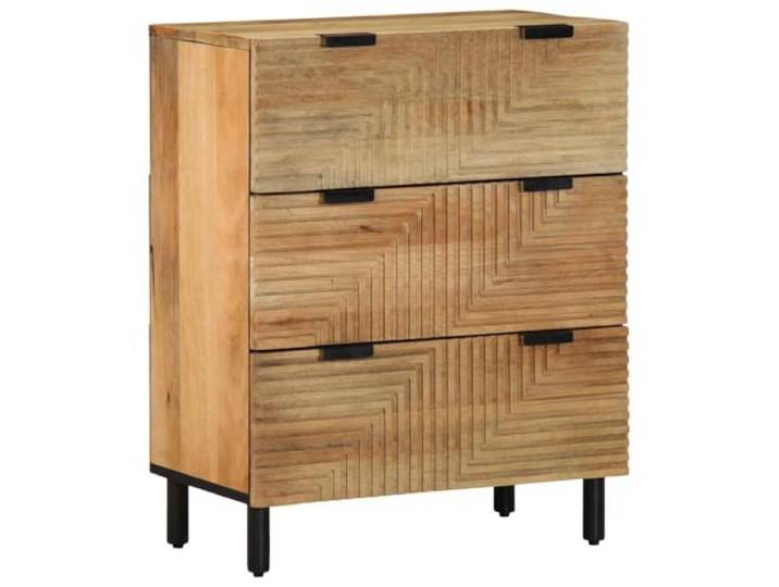 HKLGBVCR Anrichte, 2 Stück, Braun, 60 x 33 x 75 cm, Massivholz, Mangoholz Tropisches Hartholz, Speisekammer, robuste Platte, Wandbefestigung inklusive, Eingangsbereich, Flur, Büro