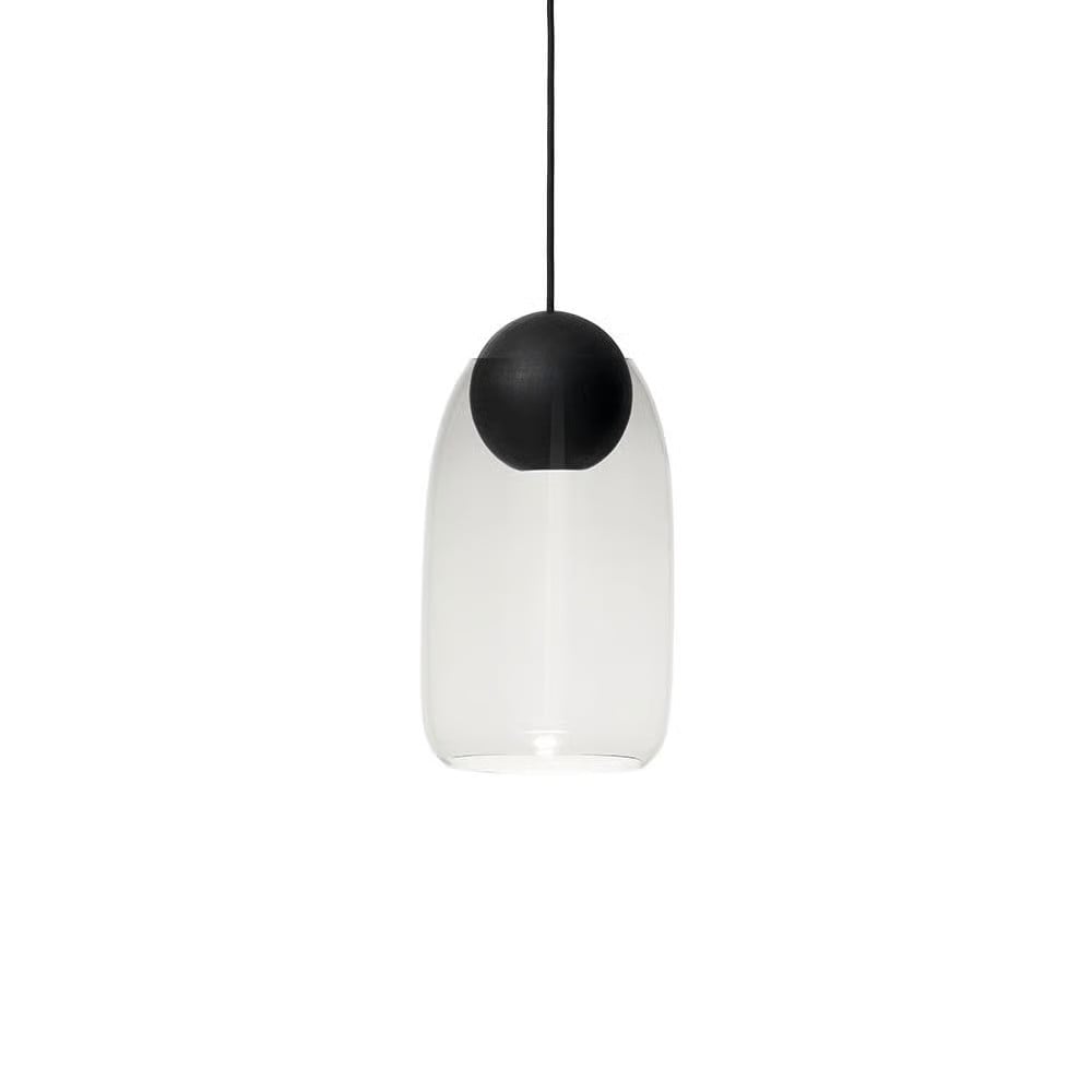 Mater Liuku Ball hanglamp transparant met zwartgelakt lindehout