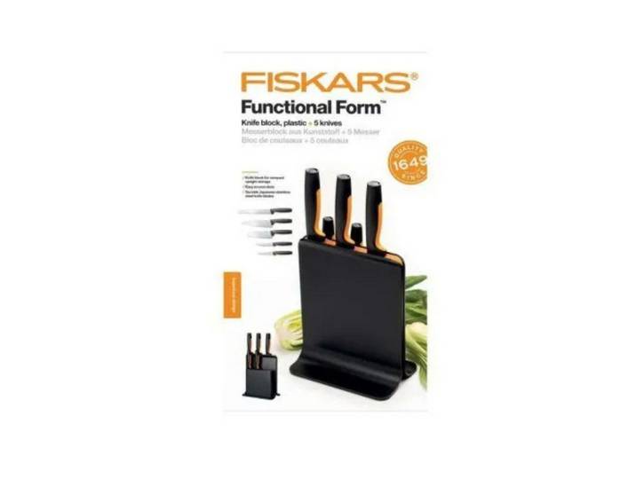 Fiskars Allzweckmesser Fiskars Functional Form Messerblock mit 5 Messern, Hochwertiger Kunststoffblock, der Messer sicher hält