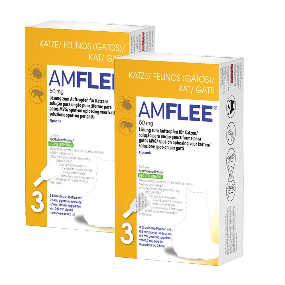 Amflee 50 mg für Katzen Doppelpack 2x3 St Lösung